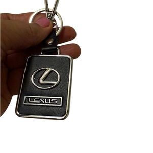 BLACK LEXUS GENUINE LEATHER KEY FOB CHAIN RING Car